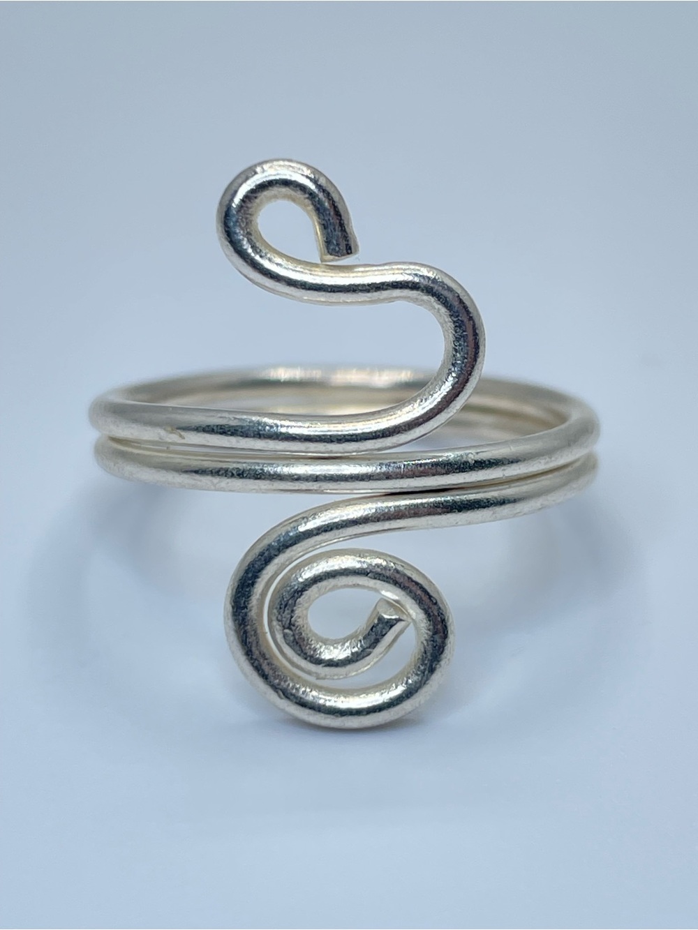 Vintage Mexico Silver Tone Swirl Overlay Ring Boho Southwestern Minimalist